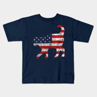 American Flag Cat Kids T-Shirt